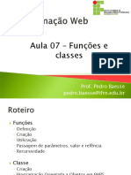 Aula 07 - Funcoes e Classes