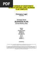 Free Version of Growthinks Record Label Business Plan Template