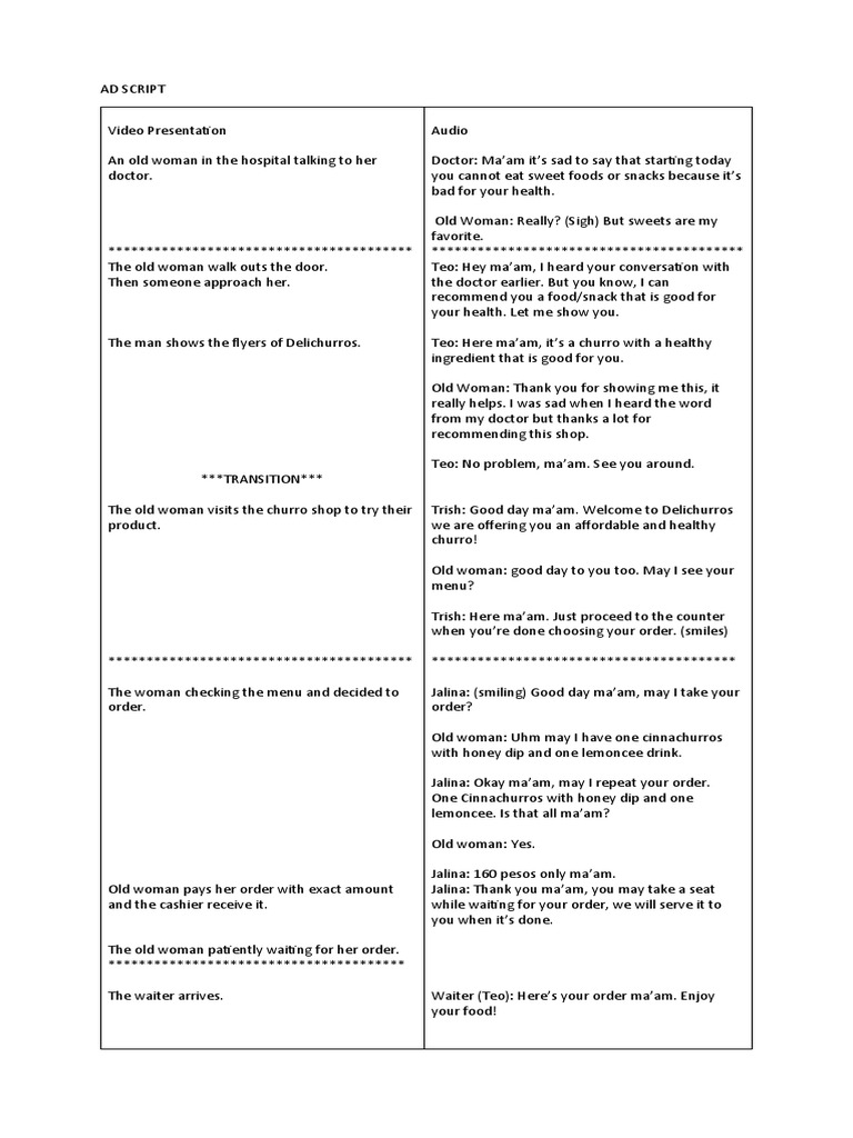Ad Script | Download Free PDF | Food And Drink
