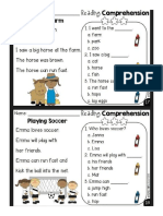 Grade 1 Worksheet Reading Comprehension