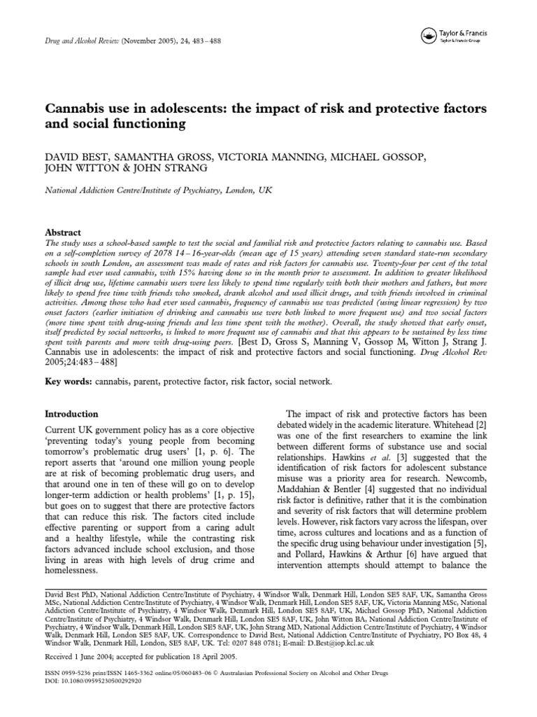 Adolescent Cannabis Use: Risks & Social Impact | PDF | Substance Abuse ...
