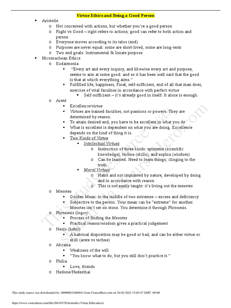 Understanding Aristotle's Virtue Ethics | PDF | Virtue | Reason