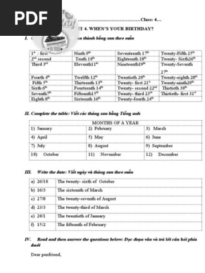 Luyện tập unit 4 Tiếng anh  4