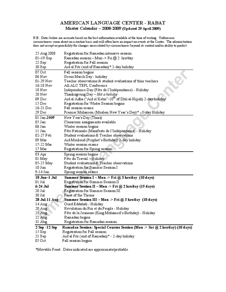 Calendar 2008 09 | PDF | Traditions | Holidays