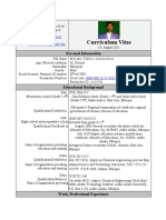 Curriculum Vitae: Personal Information