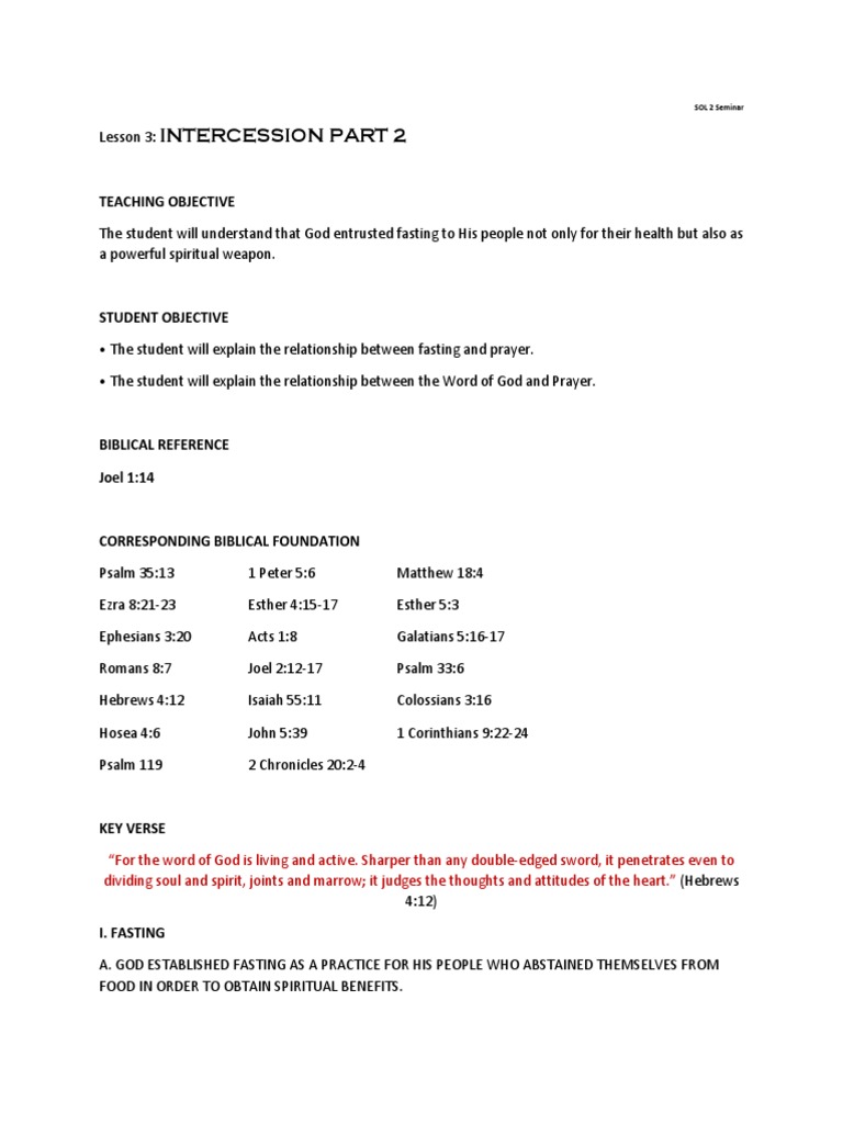 Fasting and Intercession Strategies | PDF | Religious Behaviour And ...