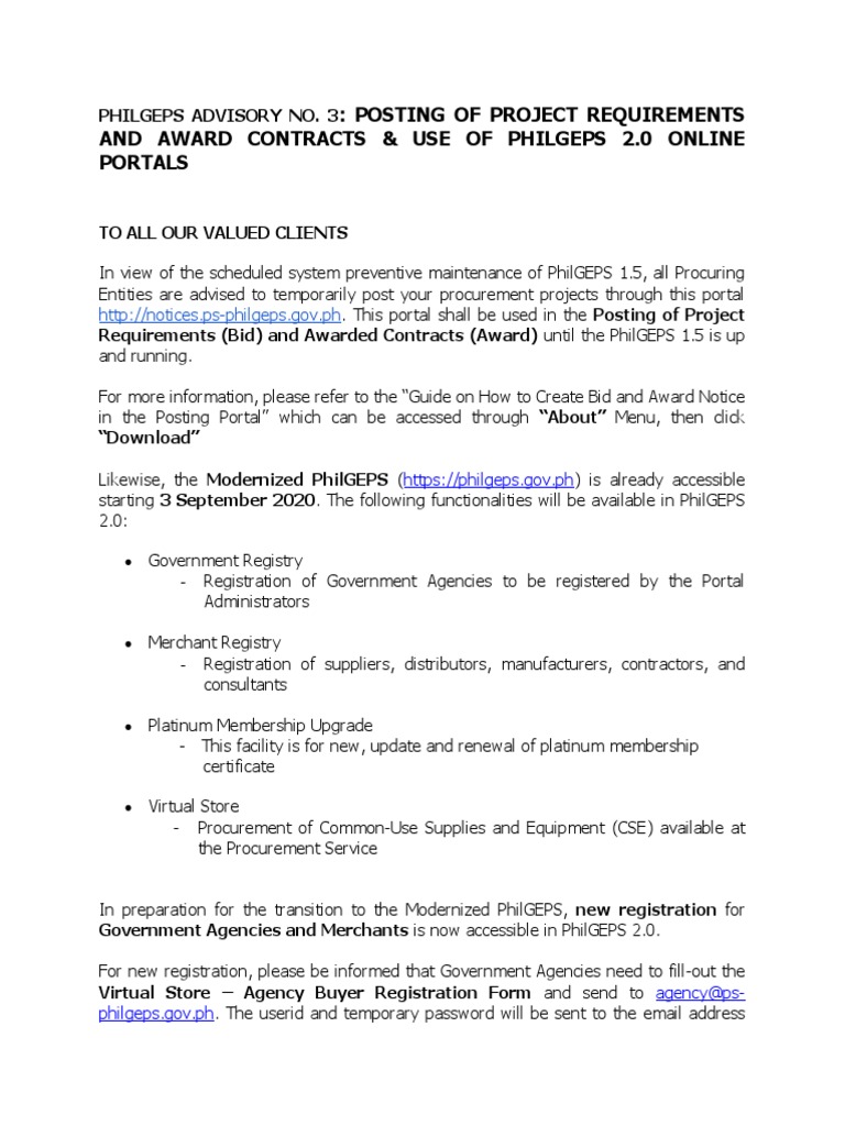 PhilGEPS 2.0: Project Posting Guide | PDF | Procurement | Computing