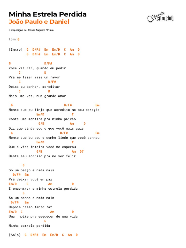 Minha Estrela Perdida - Cifras e Letra | PDF