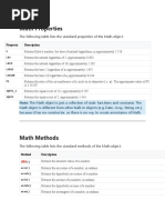 Math Properties: The Following Table Lists The Standard Properties of The Math Object