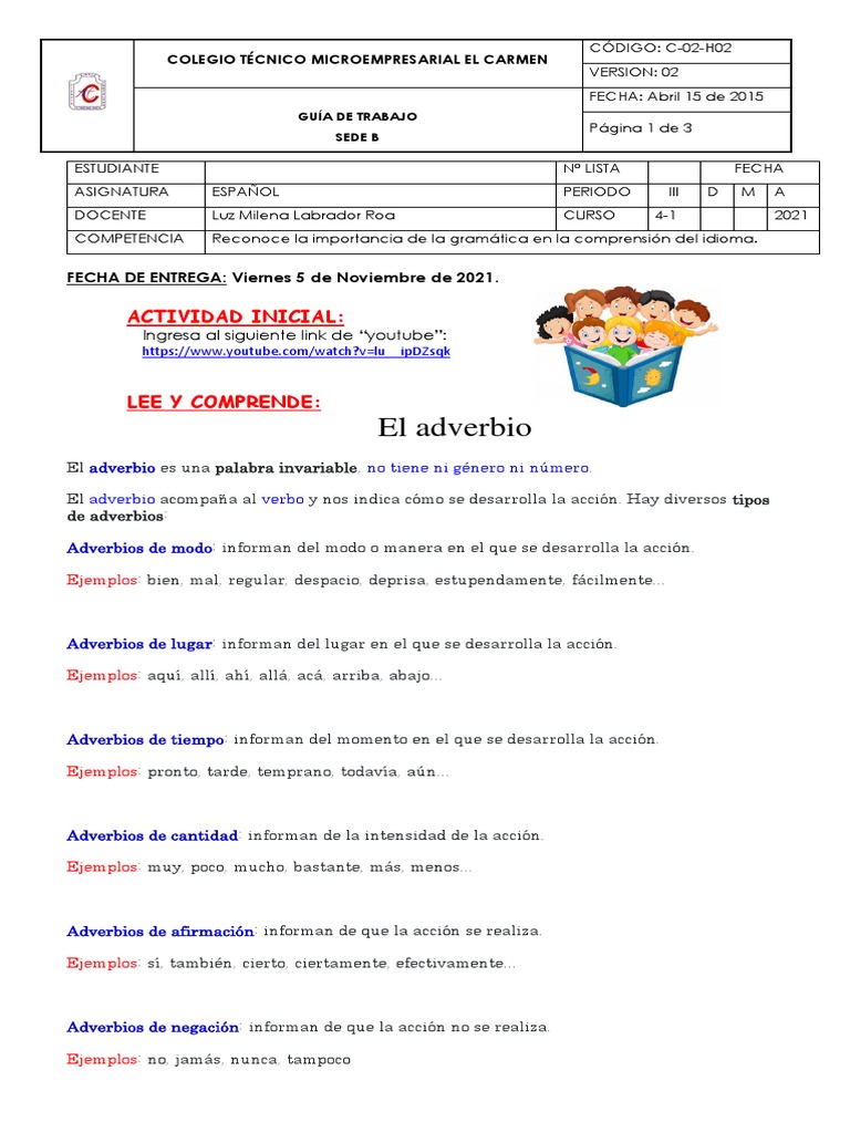 Tipos de Adverbios en Español | PDF | Adverbio | Unidades Semánticas