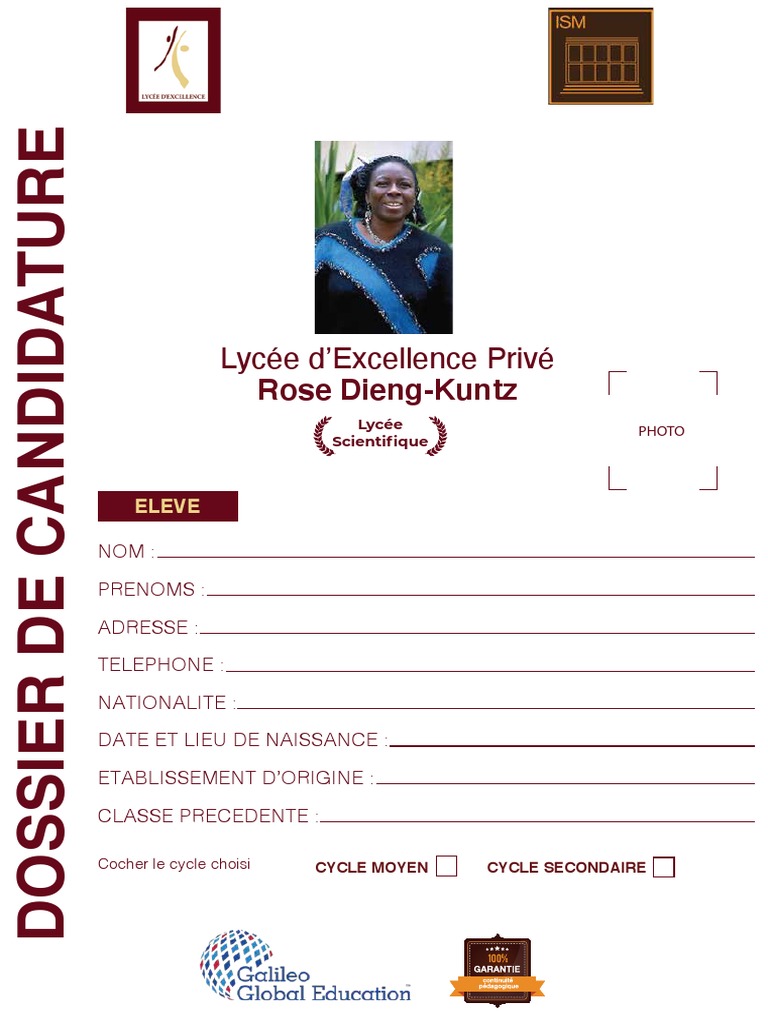 Dossier d'inscription Lycée Rose Dieng-Kuntz | PDF