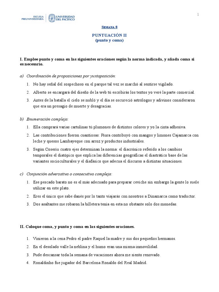 Puntuación: Uso de Punto y Coma | PDF