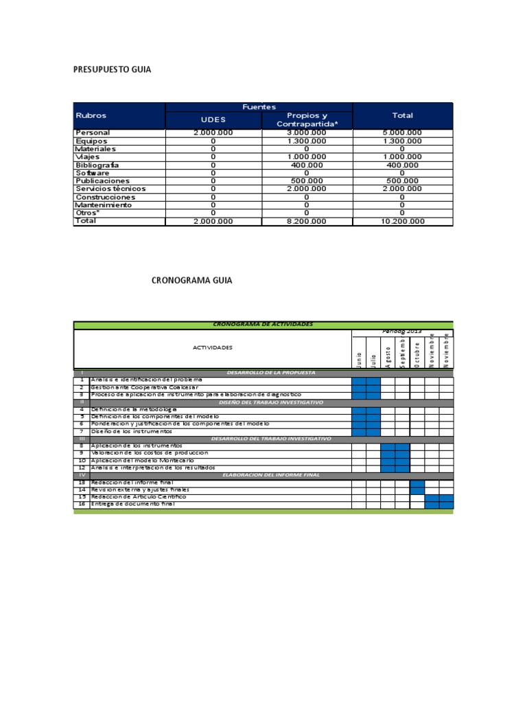 Presupuesto y Cronograma de Actividades | PDF