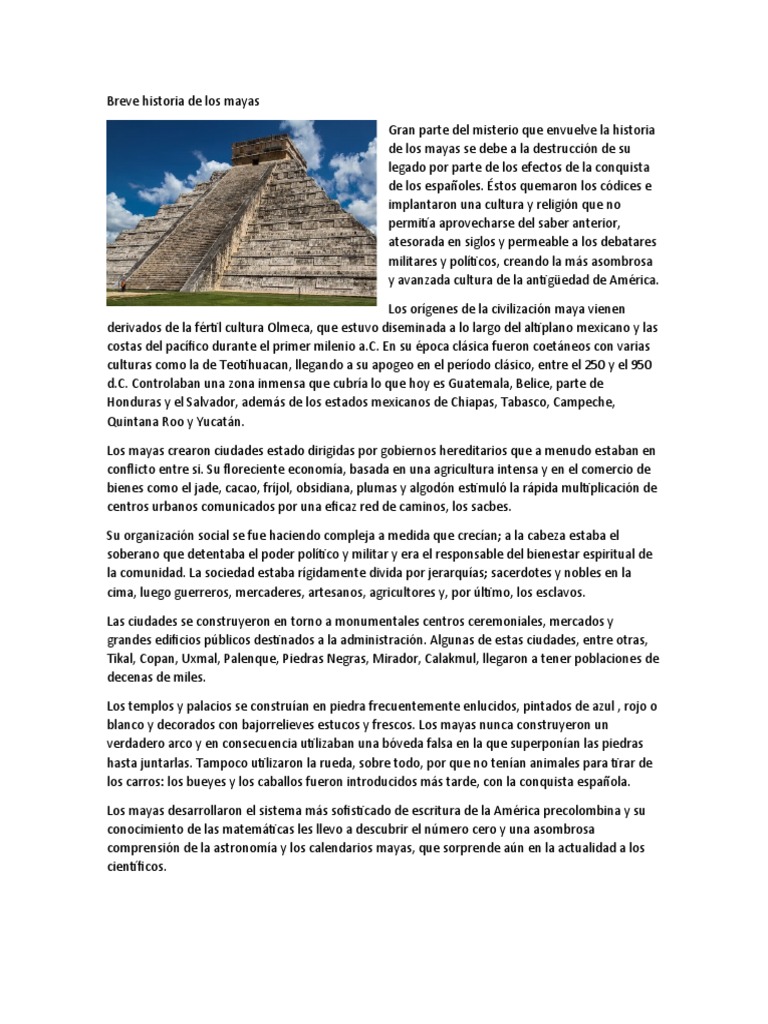 Breve Historia De Los Mayas Pdf Civilización Maya