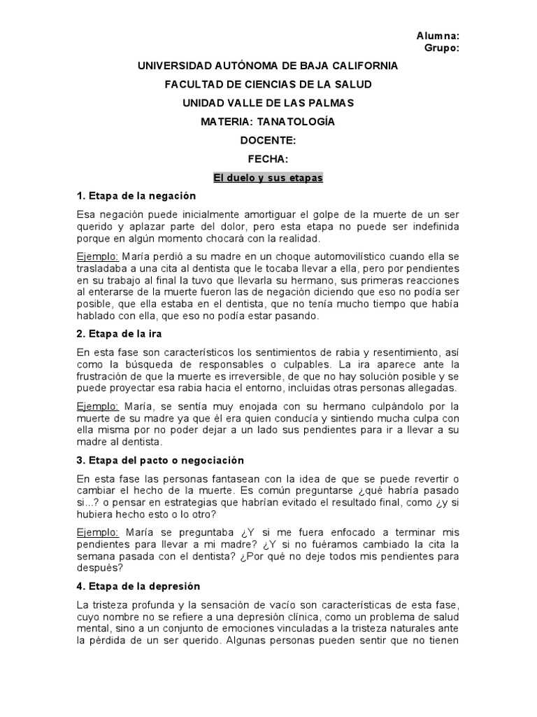 Etapas del Duelo y su Proceso | PDF | Dolor | Las emociones