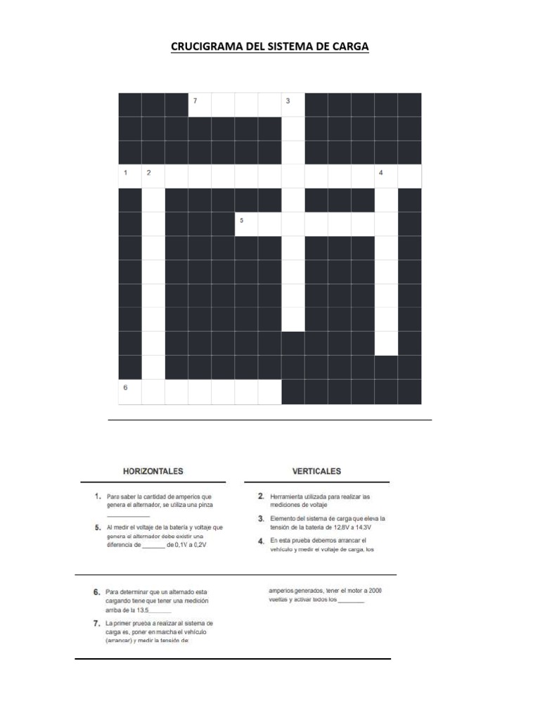 Crucigrama Del Sistema de Carga PDF
