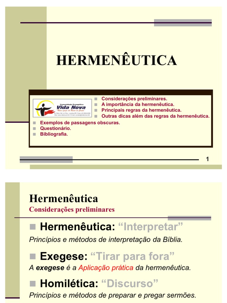 Hermenêutica e Exegese na Homilética | PDF | Bíblia | Jesus