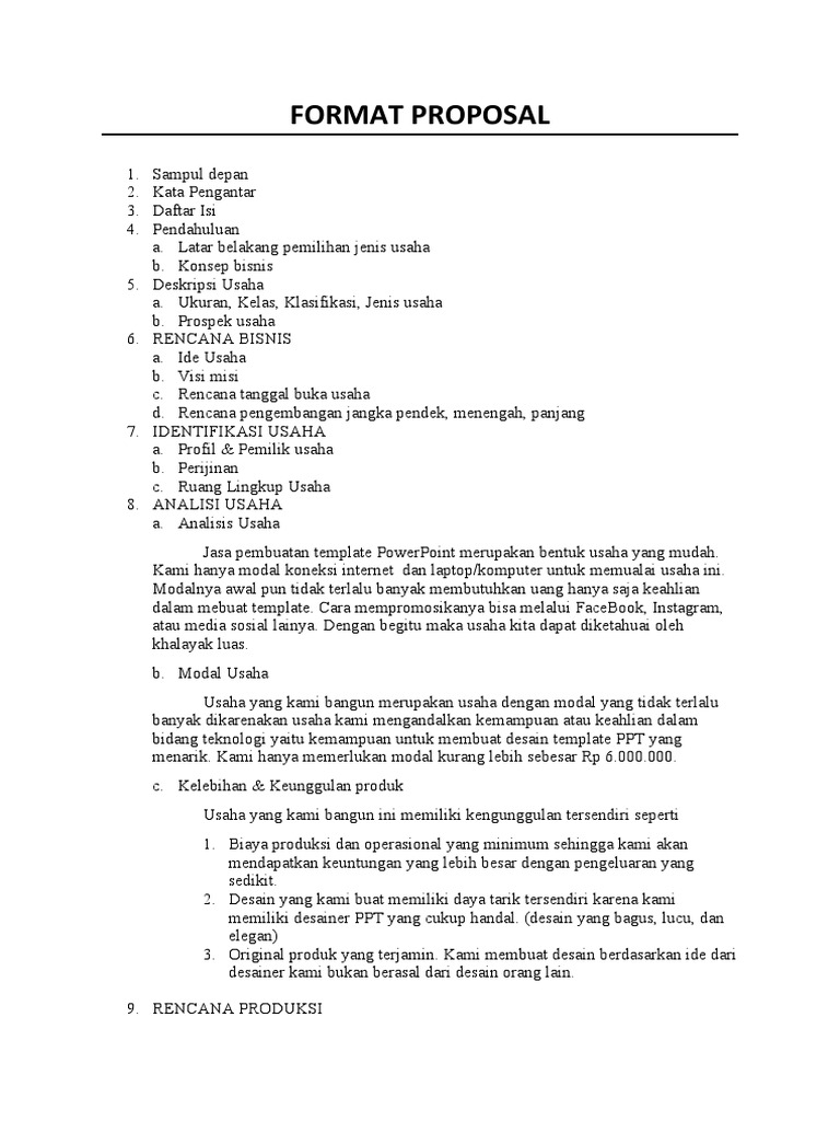Format Proposal | PDF | Bisnis | Komputer