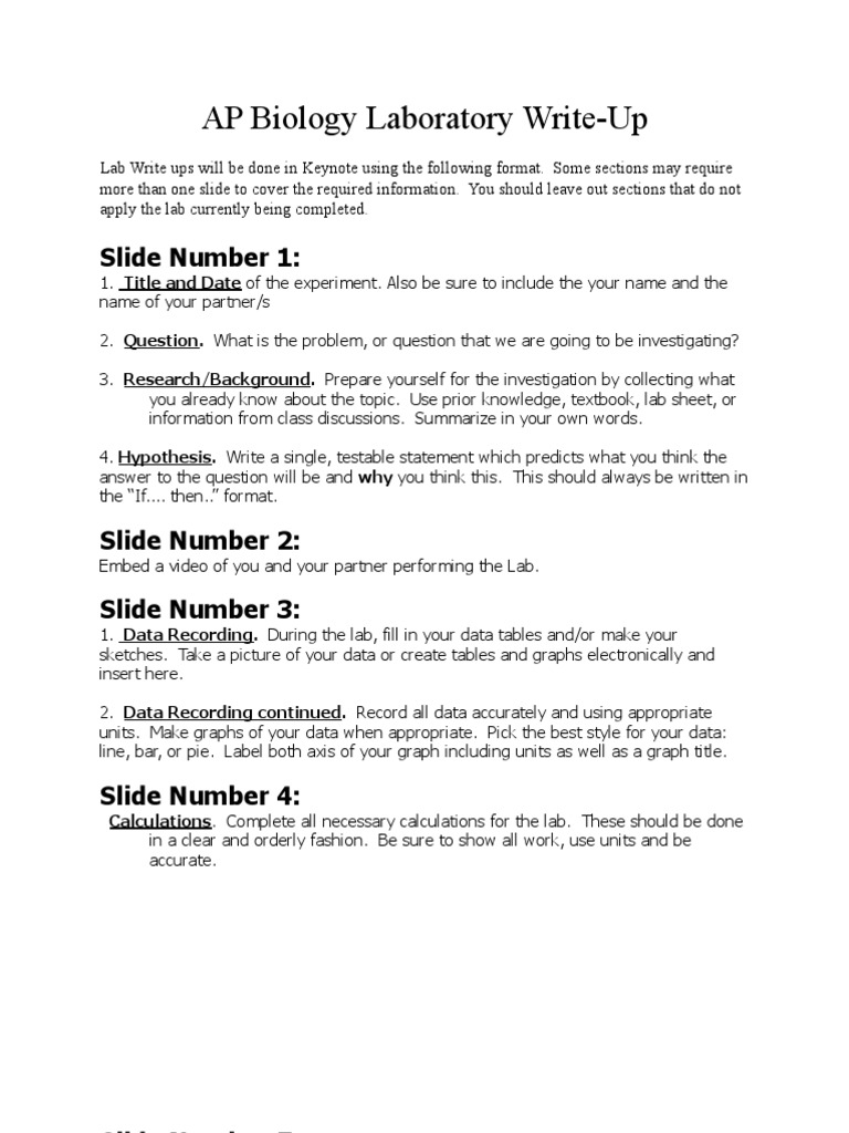 PDF AP Biology Lab Report | Question | Experiment