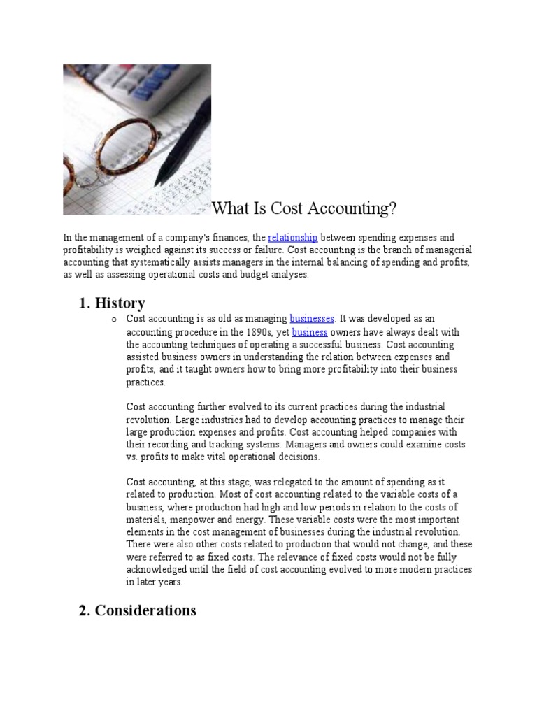 What Is Cost Accounting PDF Cost Accounting Business Economics