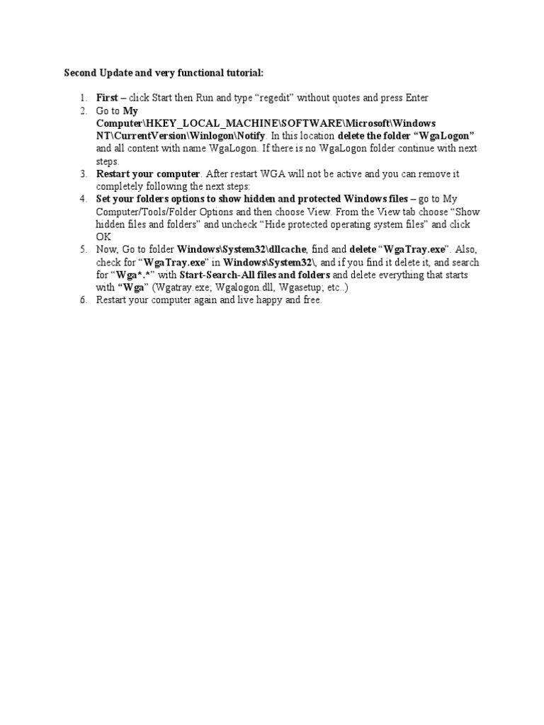 Remove WGA: Step-by-Step Guide | PDF