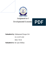 Assignment No 1 Developmental Economics: Submitted By: Muhammad Furqan Zeb