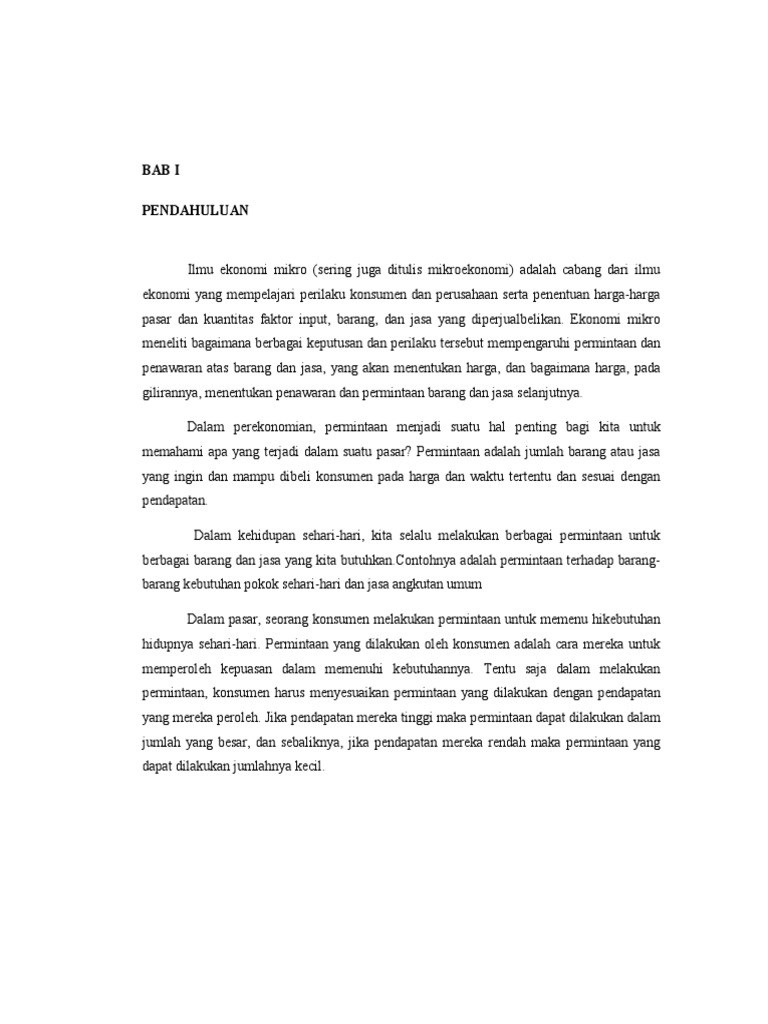 Tugas Mikro Ekonomi Mekanisme Permintaan Pdf