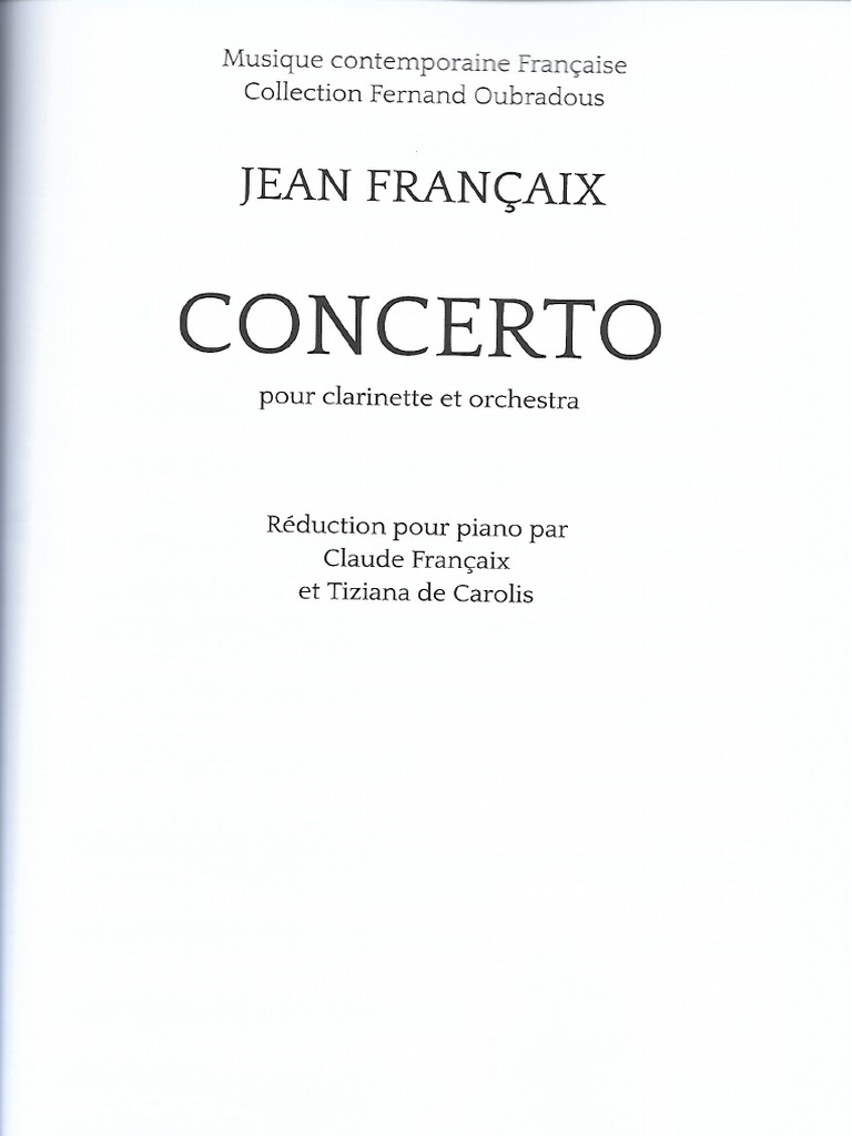 Francaix Concerto Piano Part 1stmvt New Edition PDF