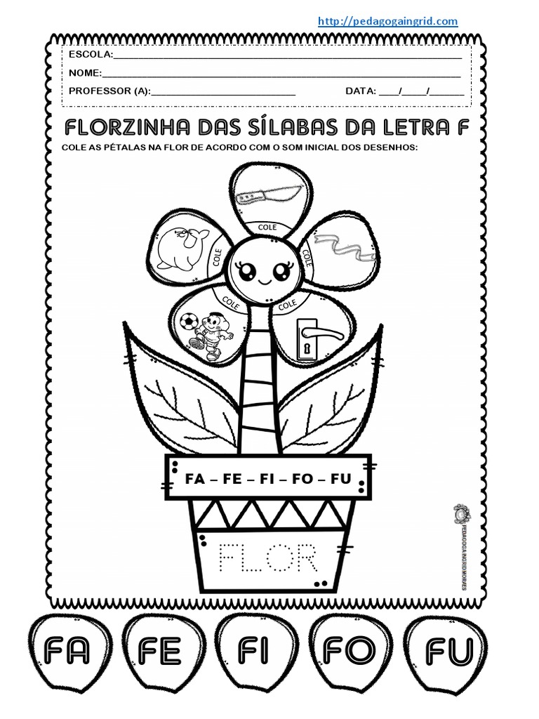 Florzinha Das Sílabas Da Letra F | PDF | Computadores, image size:768x1024