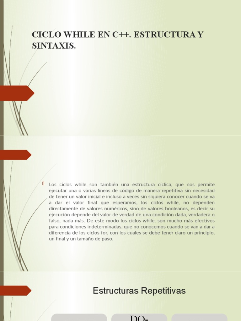 Ciclo While en C++: Sintaxis y Ejemplos | PDF | C ++ | Ingeniería ...