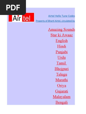 Airtel Hello Tune Codes 22 12 09