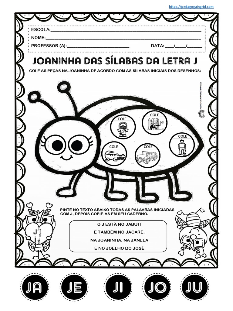 Joaninha Das Sílabas de Letra J | PDF