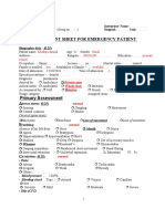 Assessment Sheet For Emergency Patient: Biographic Data: - (0.25)