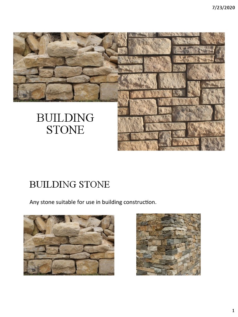 BUILDING TECH 1 Lect 3 MASONRY Building Stones PDF Rock (Geology