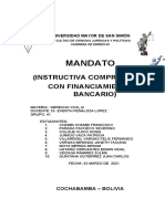 MANDATO (Instructivo para Compraventa de Crédito Con Financiamiento Bancario)