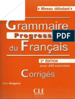 Grammaire Progressive Du Français Niveau Débutant Corrigés