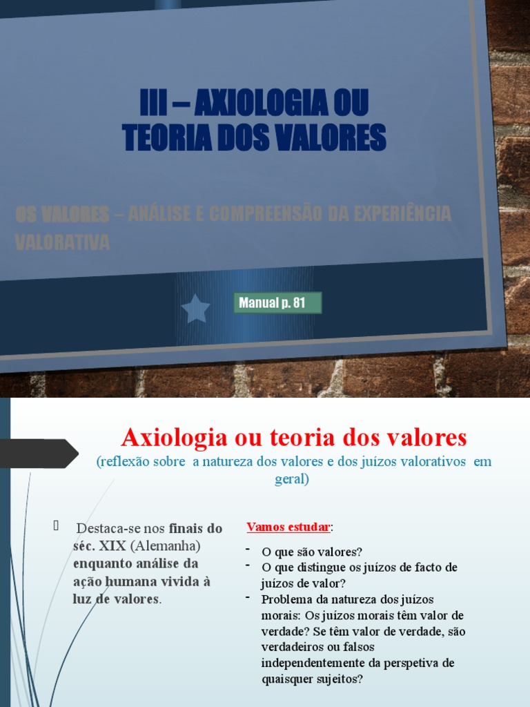 III - MEU 2021 Axiologia Ou Teoria Dos Valores Alterado | PDF ...