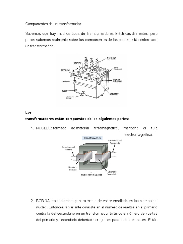 Componentes Clave de un Transformador | PDF | Transformador | Inductor