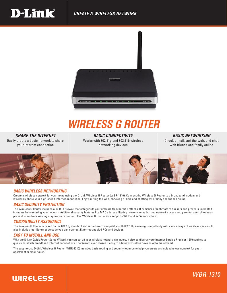 DLINK WBR-1310 Data Sheet | PDF | Wireless Lan | Computer Network