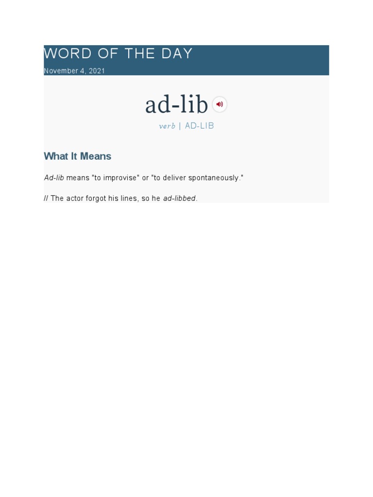 Ad-Lib: Word of The Day | PDF | Language Arts & Discipline