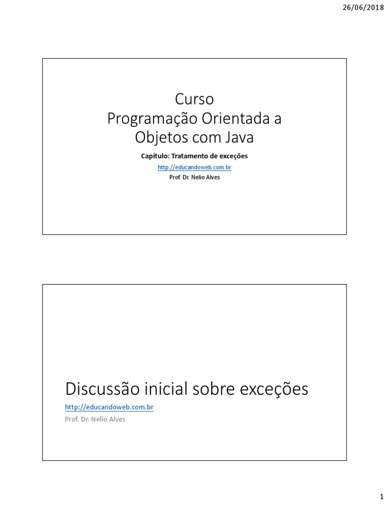Tratamento de Exceções em Java | PDF | Engenharia da Computação ...
