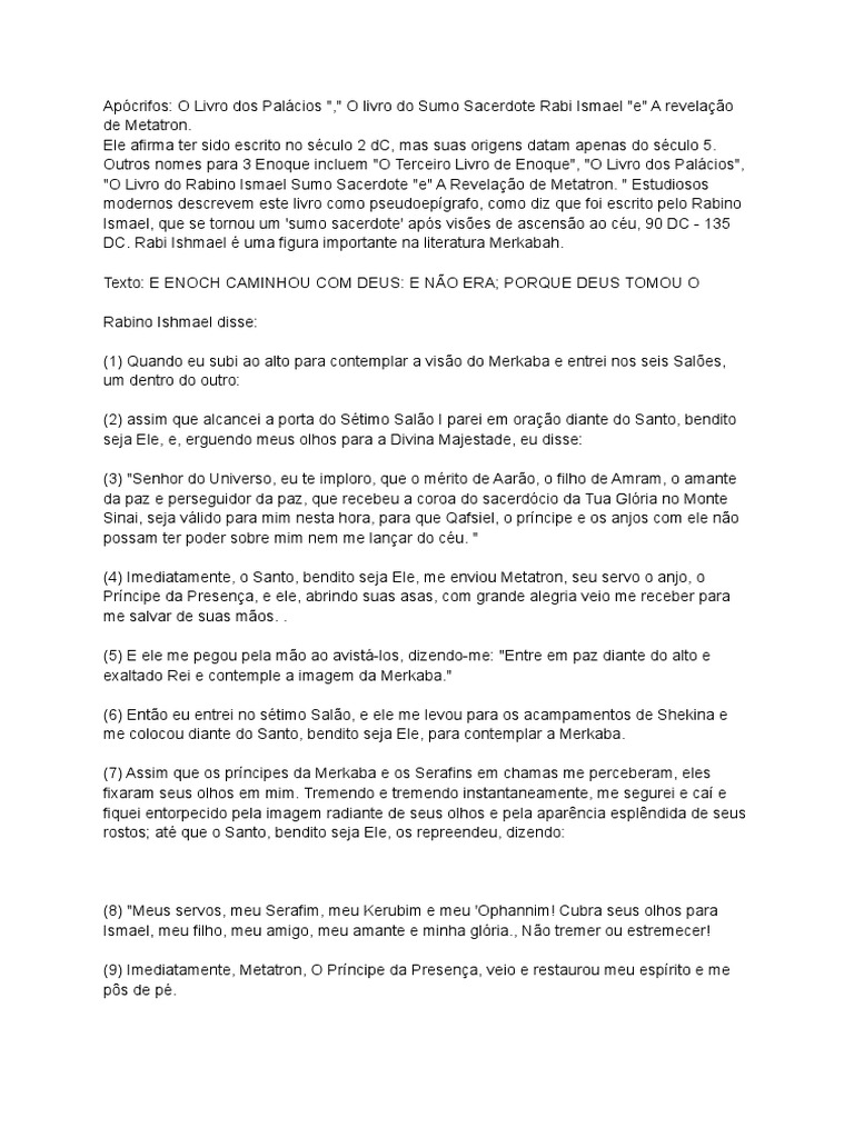 Revelações de Rabi Ismael e Metatron | PDF | Anjo | Céu