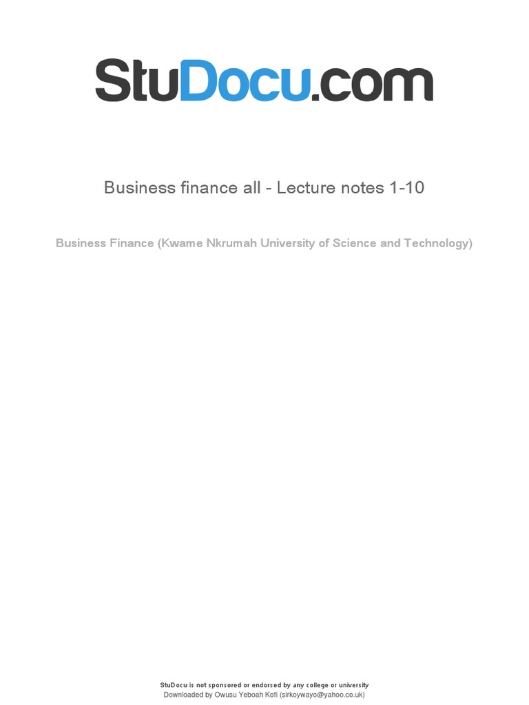 Business Finance Lecture Notes Overview | PDF | Corporate Governance ...