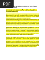 Angie - Fundamentación de Los Beneficios de La Filosofía en La Educación Infantil