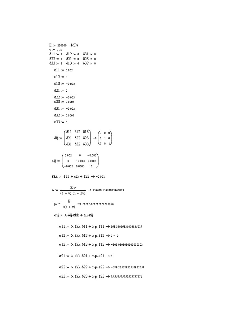 Stress and Strain Tensor Calculations | PDF | Mathematical Analysis ...