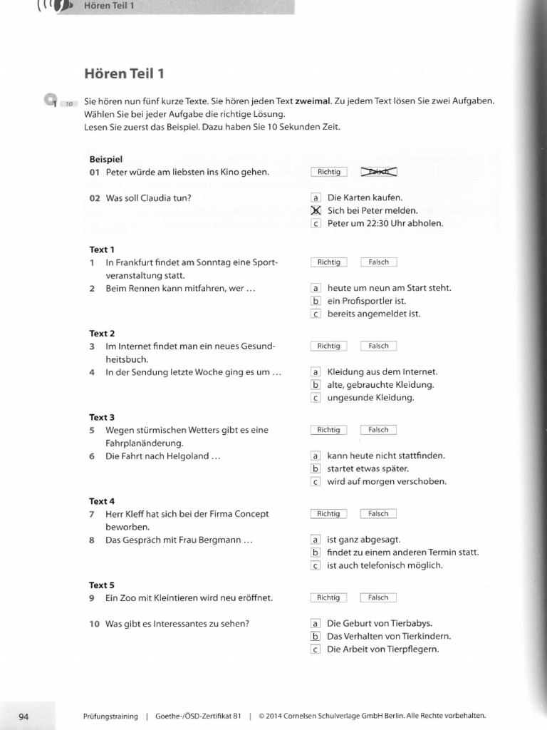 Hören B1 - MT 2 - Teil 1-4 Goethe - CN | PDF