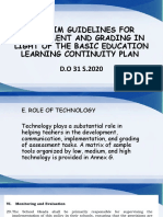 Interim Guidelines For Assessment and Grading in Light of The Basic Education Learning Continuity Plan D.O 31 S.2020
