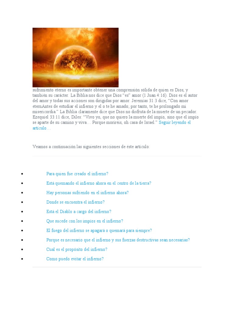Entendiendo el Infierno según la Biblia | PDF | Infierno | Incendios