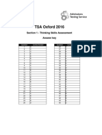 TSA Oxford 2016: Section 1 - Thinking Skills Assessment Answer Key