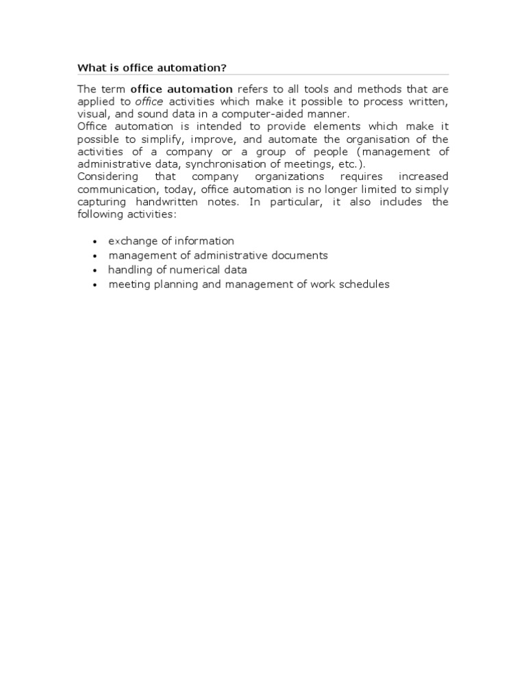 Understanding Office Automation Tools | PDF